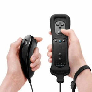 Wii Controller Remote With Motion Plus & Nunchuck Gamepad For Wii Wii U Black US - Picture 1 of 11