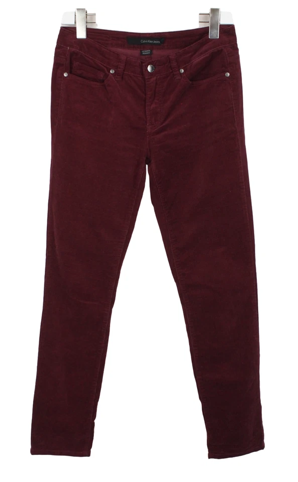 Calça jeans Calvin Klein Ultimate skinny feminina W29 veludo fino borgonha - Imagem 1 de 4