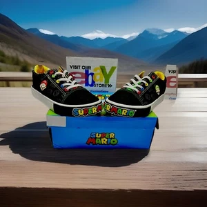 NUOVE RARE scarpe sneakers stringate in tela Super Mario LUIGI unisex giovani taglia 3 - Foto 1 di 8