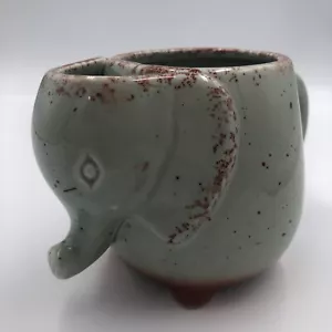 Taza de té de café elefante de cerámica de gres con soporte para bolsa de té verde - Imagen 1 de 10