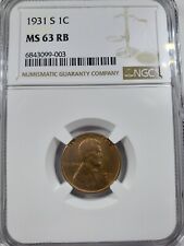 1931-S 1C Lincoln Wheat Cent Penny NGC MS63 RB
