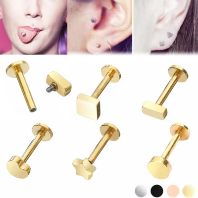 4X Herz Stern Lippenpiercing Labret Stecker Tragus Helix Cartilage Ohr Piercing - Bild 1 von 4