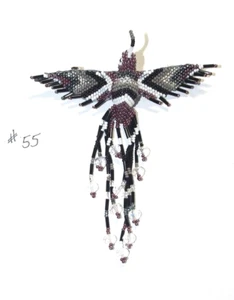 Fancy Fringe Beaded Hummingbird Barrette 4" w/  French Clip closure  #55 - Picture 1 of 3