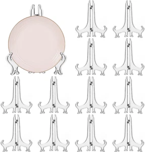 12 Pack 7 Inch Clear Plastic Easels or Stand/Plate Holders to Display Pictures - Picture 1 of 6