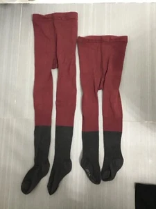 JRP Designer Collection Girls Cotton Tights Burgundy and Gray size 2-4 and 6-8 - Picture 1 of 2
