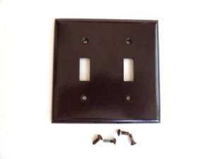 Vintage Bell Electric Double Switch Toggle Plate Cover Brown Smooth Finish - Picture 1 of 2