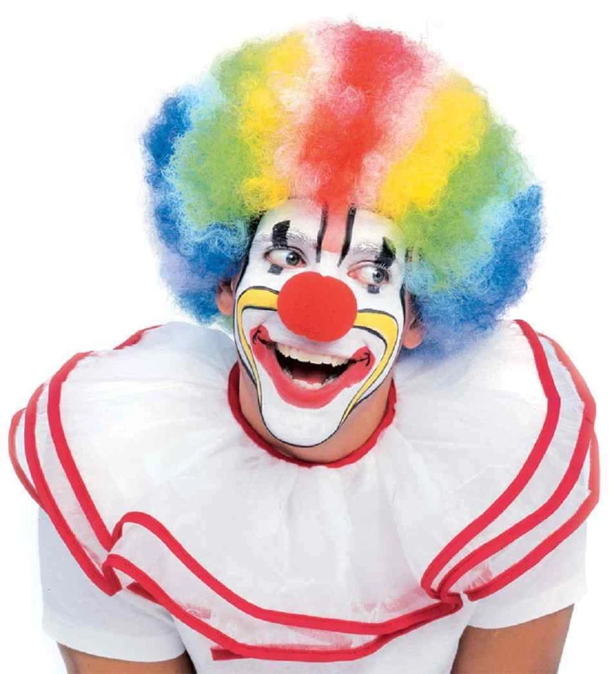 Rainbow Clown Wig Curly Afro Birthday Parties Costume Accessory Adult Red Blue