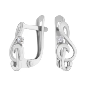 Silberohrringe Creolen Ohrschmuck 925 Silber Notenschlüssel Zirkonia Echtschmuck - Bild 1 von 6