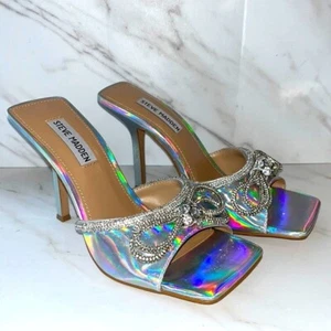 NEW Steve Madden Crystal bow iridescent Embellish Heeled Sandal 7 - Picture 1 of 5