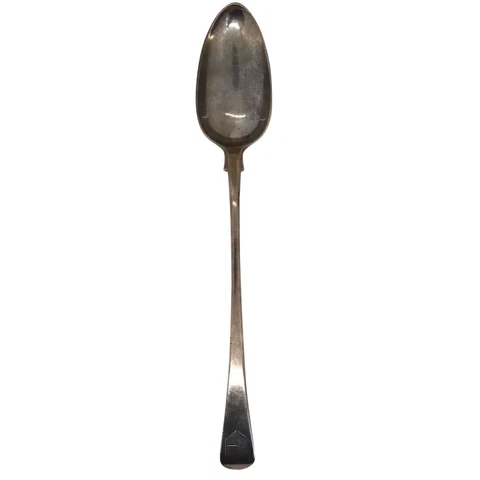 Antique English Georgian Smith III & Fearn Sterling Silver Stuffing Spoon 1790 Cover