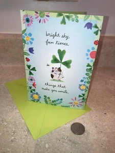 HAMPSTER SMILING * HAPPY ST PATRICKS DAY PATRICK'S DAY CARD GREETING SHAMROCKS - Picture 1 of 4