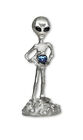 Alien Holding Faceted Blue Crystal Ball Pewter Statue S-006