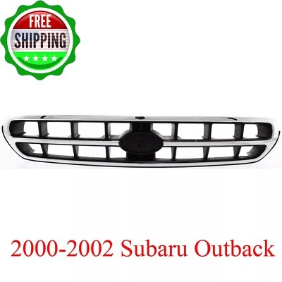 New Grille Front For 2000-2002 Subaru Outback Chrome Shell wi/ Painted Black Foto 1 de 4