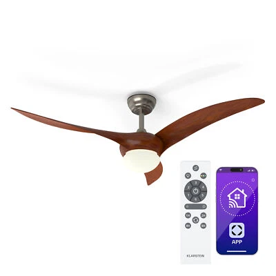 Ventilador de Techo con Luz Regulable 132 cm App Mando a Distancia Ventilador Nogal - Imagen 1 de 4