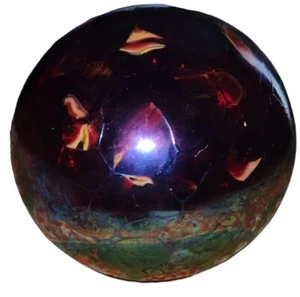 Hand Blown Wishing Ball, Gratitude Globe Orb Art Glass Gazing Ball Purple 15"(BS - Picture 1 of 5