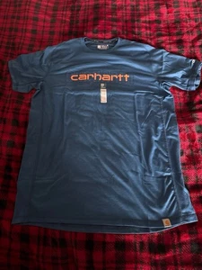 Carhartt Men’s Blue L Short-Sleeve T-Shirt with Logo - Picture 1 of 1