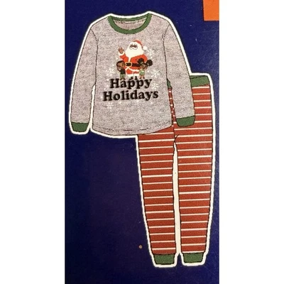 Pijama de papel preto festa Natal Papai Noel preto meninas médio 7/8 novo - Imagem 1 de 3