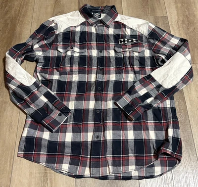 Camisa Harley-Davidson Franela Cuadros XL Parches Altos en el Codo Motociclista Grunge Foto 1 de 4