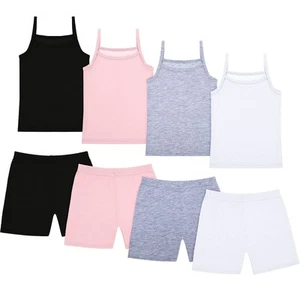 8 Packs Toddler Tank Tops Girls and Dance Shorts Toddler Sleeveless Strap Cro... - Picture 1 of 7