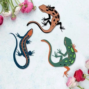 3Pcs Gecko Wall Art Wall Decorations Creative Iron Hanging Ornaments for Living - Picture 1 of 6