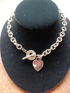 Authentische 16" Tiffany & Co Sterlingsilber 925 Knebel Herz Anhänger Halskette, - Bild 1 von 4