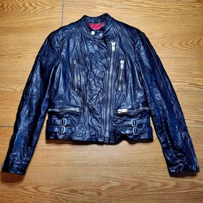 Abrigo Chaqueta Moto Polo Ralph Lauren Cuero Negro Talla Mediana  Foto 1 de 4