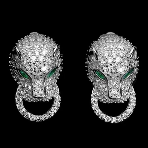 925 Sterling Silver Earrings Marquise Simulated Cz Tiger Gemstone Jewelry - Picture 1 of 13