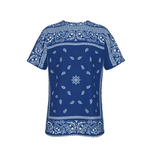 Blue Bandana All-Over Print Men's O-Neck T-Shirt - Picture 1 of 5