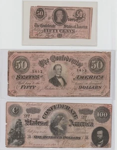 GESAMTER 1864 KONFÖDERIERTER SATZ - 0,50 $ CENT, 5 $, 10 $, 20 $, 50 $, 100 $ - nicht bewertet - Bild 1 von 4