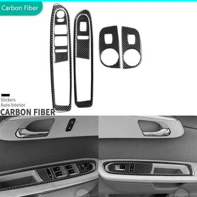 6x Cubierta de panel de interruptor de elevación de ventana de fibra de carbono real para Chevrolet Traverse 09-17 Foto 1 de 4