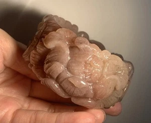 Special Price!56.2mm/Natural Mongolian Jade Bangle/ She TeiCui Jade/ Carved Deer - Picture 1 of 8