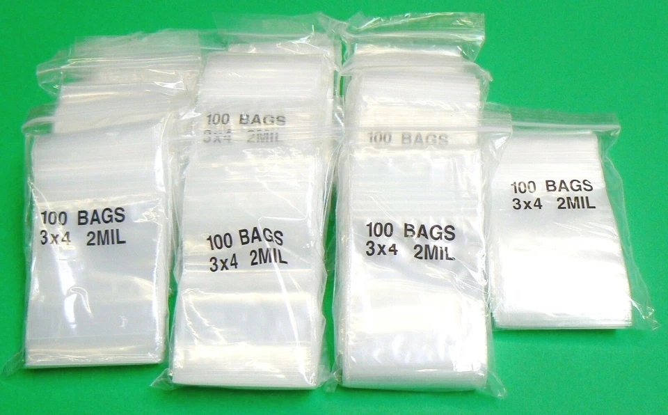 Mini Premium Red Line 1000 Ziplock Reclosable Bags Clear 2mil Poly 3 X 4 Baggies
