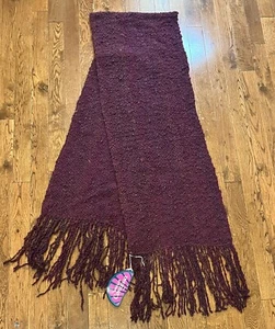 VINTAGE NWT NEW OLD STOCK Jaeger GERMANY Wool Blend Scarf PURPLE Wine 86” X 19” - Picture 1 of 7