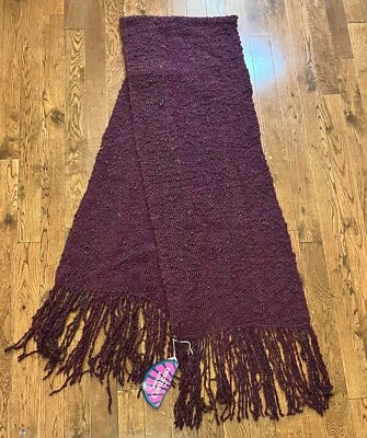 VINTAGE NWT NEW OLD STOCK Jaeger GERMANY Wool Blend Scarf PURPLE Wine 86” X 19” - Image 1 of 4