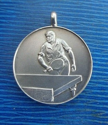Vintage Silver Medal / Fob or Pendant - Table Tennis c.1930/50s G.A.& S - Image 1 of 4