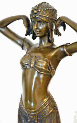 Art Decol Tänzerin Bronzefigur - Akt Signiert Chiparus Auf Marmorsockel Nachguss • 137.51€