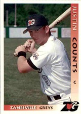 1996 Zanesville Greys Grandstand #7 Justin Counts Vienna Virginia Baseball Card