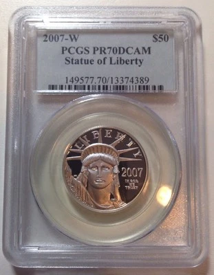 $50 1/2 Oz Platinum 2007-W PCGS PR70DCAM.  Perfect Condition. PR70 Deep Cameo - Image 1 of 2