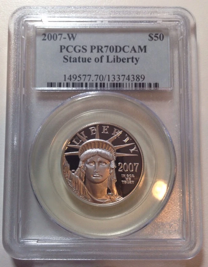 $50 1/2 Oz Platinum 2007-W PCGS PR70DCAM.  Perfect Condition. PR70 Deep Cameo - Image 1 of 2