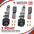 2 Set Gray 3-Point Shoulder Adjustable Replace Safety Seat Belt Universal Fits