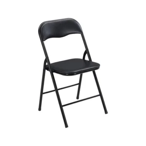 Padded Vinyl Black Folding Collapsible Portable Steel Chair Stool Capacity 100kg - Picture 1 of 6
