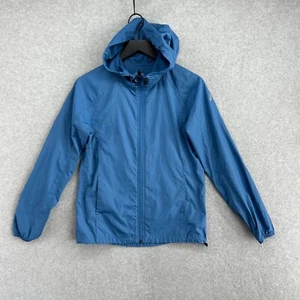 Asics Windbreaker Womens Size Small Blue Hooded Running Full Zip - Picture 1 of 10