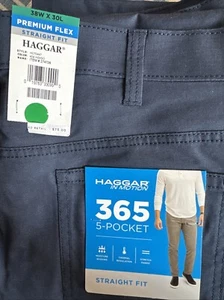 Pantalón Haggar In Motion Talla 38 X 30 Calce Recto 365 Indigo 5 Bolsillos Elastizado NUEVO - Imagen 1 de 5