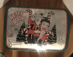 Collectible Betty Boop Christmas Tin 6x4x3 (J248) Sitting On Santa’s Lap 2001 - Picture 1 of 8