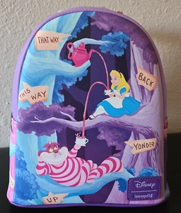 Loungefly Disney Alice im Wunderland & Grinsekatze Mini Rucksack Neu mit Etikett Hot Topic - Bild 1 von 10
