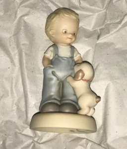 Enesco Memories of Yesterday 1998 I'll Never Leave Your Side Boy Dog S0108 NEW - Picture 1 of 3