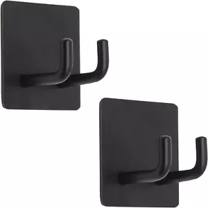 Ganchos Adhesivos, Ganchos para Toallas de Pared de Baño, Soporte para Maquinilla de Ducha con Palo Negro, Stai - Imagen 1 de 7