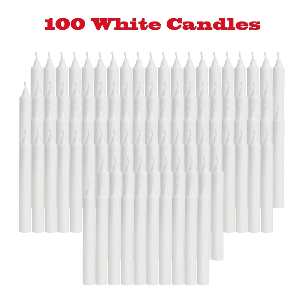 100 pc Bulk White Christmas Tree Candles For Chime,Pyramid,Carousel- 4 x1/2 inch - Image 1 of 4