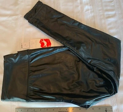 Pantalones ajustados elásticos elásticos de cuero sintético negro talla L para mujer HOT KISS NUEVO Foto 1 de 4
