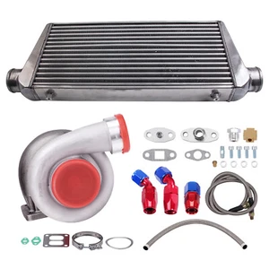 GT45 1.05 A/R Turbocharger + 24"x12"x3" Intercooler + Oil Feed Return Line Kit - Picture 1 of 12